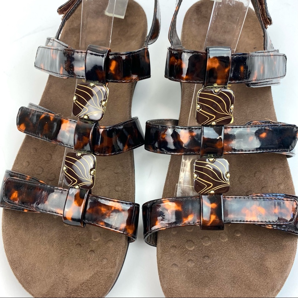 Vionic 44 Amber Beaded T Strap Tortoise Sandals - Picture 2 of 6